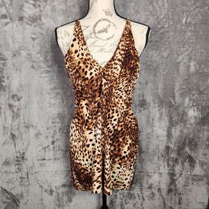 Worthington Tank Top Womens XL Leopard Print Cami V Neck Flowy Grunge Whimsy Y2K